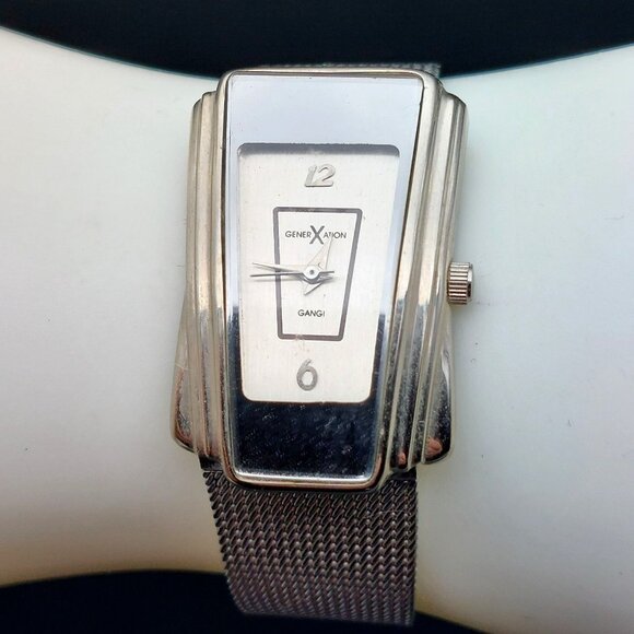 Generation X Rectangular Silver Tone Mesh Watch With Stainless Steel Back & Base - Picture 1 of 6